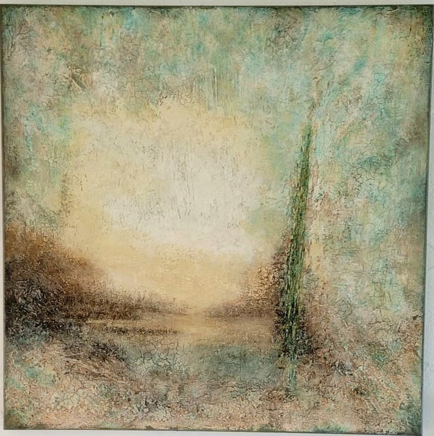 Bergsee | Spachteltechnik mit Marmormehl | 80x80cm | 2023