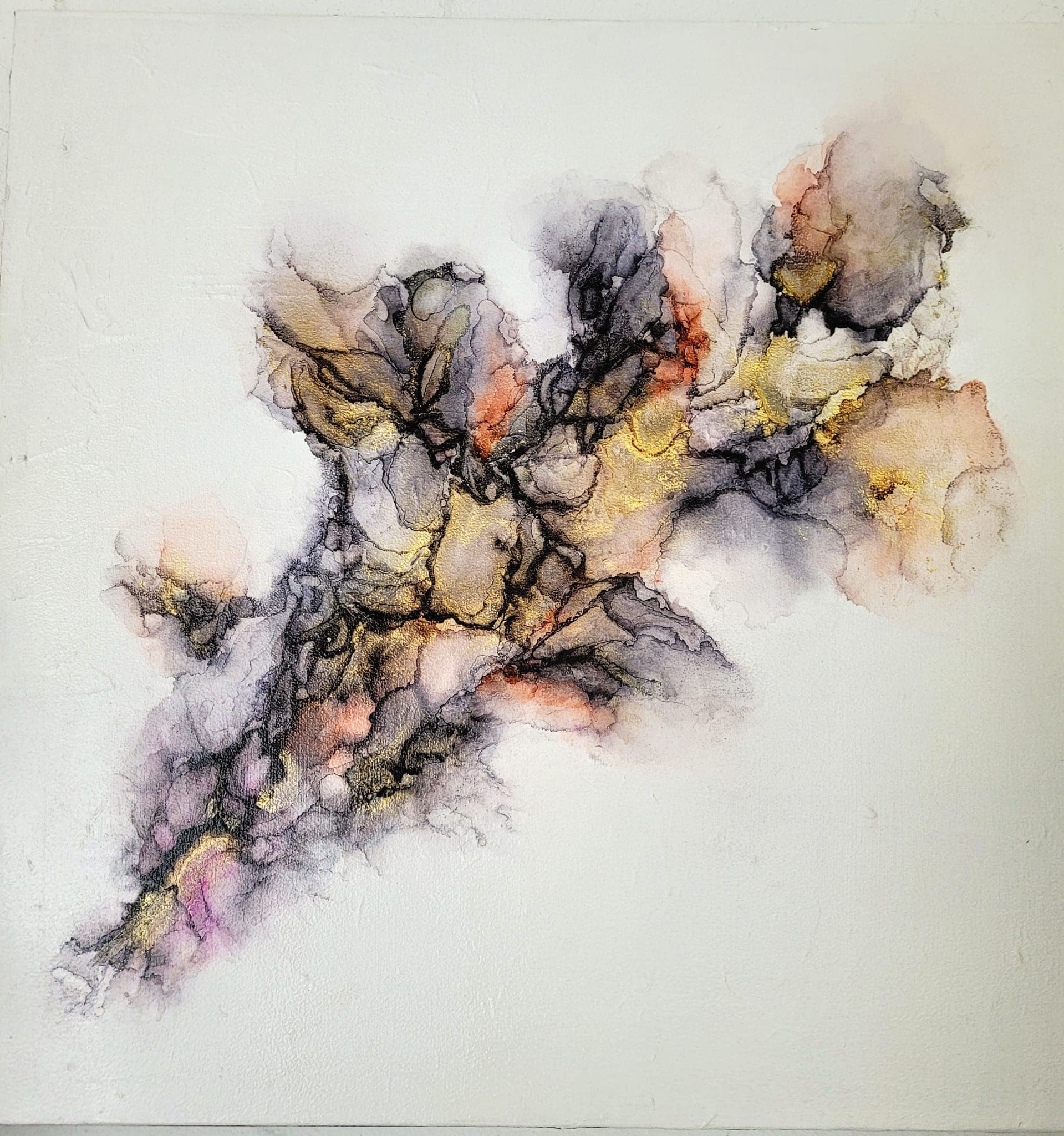 Blütenzweig | Alkoholtinte | 2022 | 60x60cm