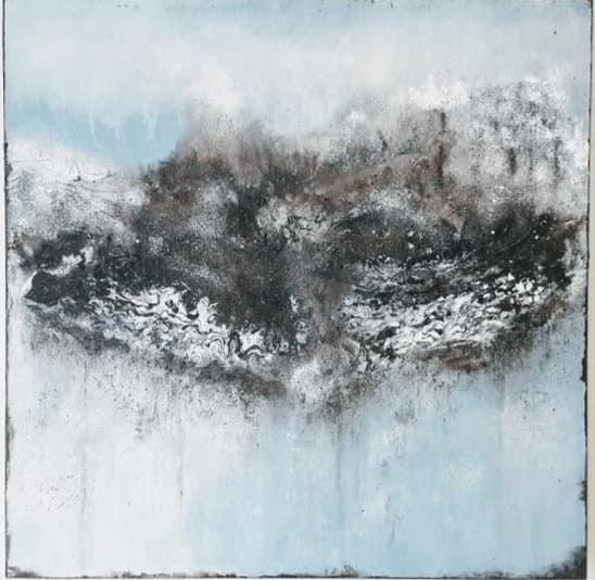 Permafrost im Wandel | 2017 | Mischtechnik in Marmormehl, Sand und Asche | 100x100cm